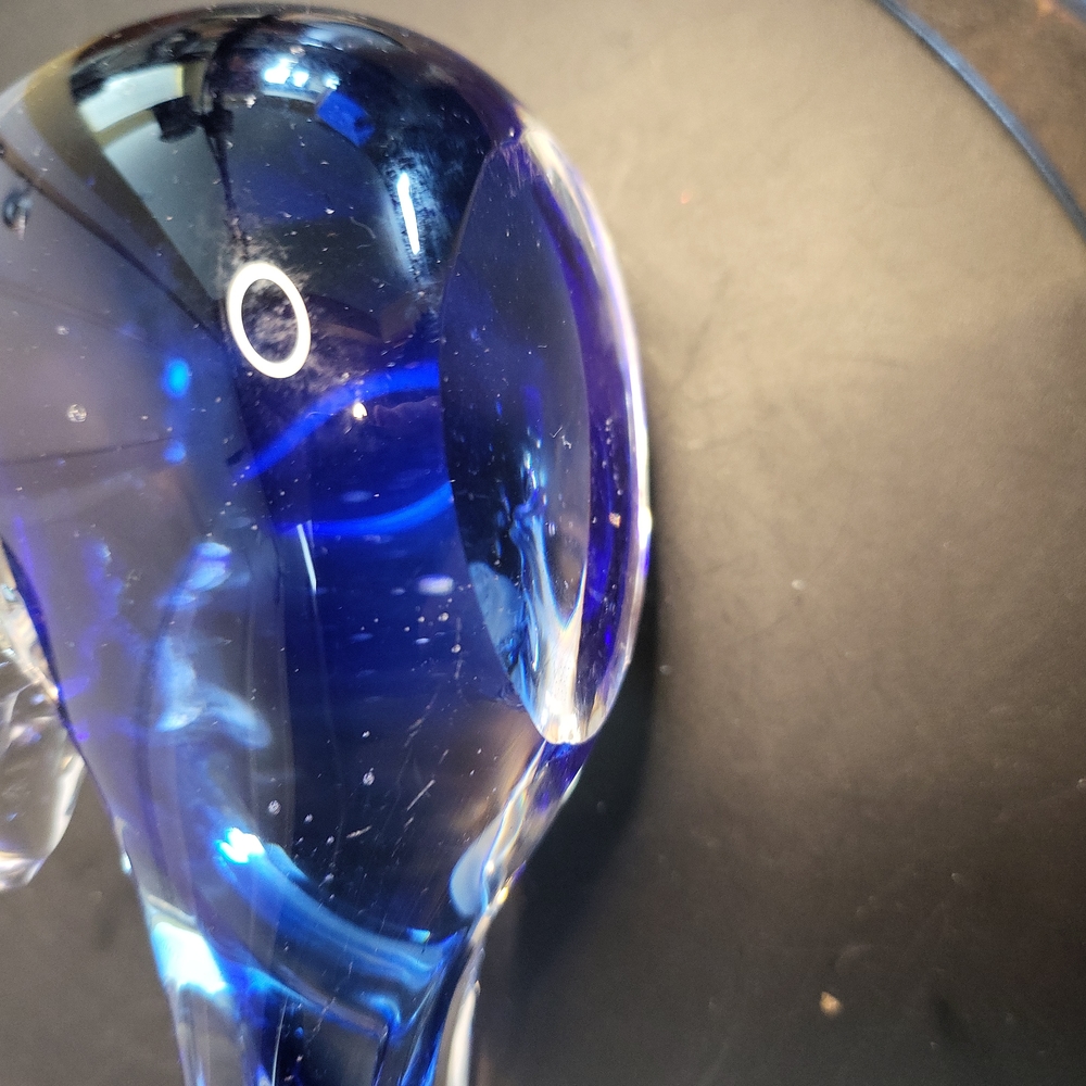Hand Blown Glass Blue Bird with Gold Flakes - Picture 9 of 10